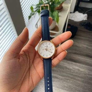 New Jacqueline Navy Leather Watch